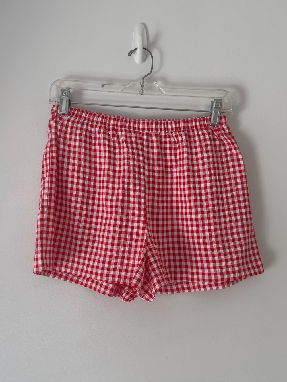 T.J.Maxx Red and White Gingham Elastic-Waist Women’s Shorts